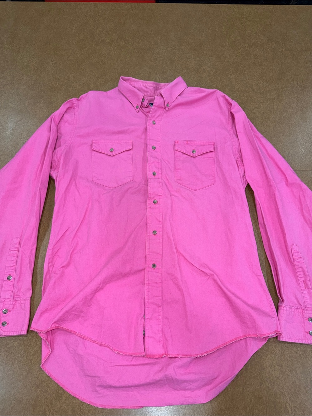 Wrangler Bright Pink Long-Sleeve Button-Down Shirt • Long Tail • Cowboy Cut